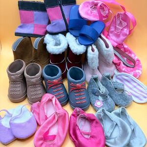 Unbranded Doll Shoes and Accessories Lot 14-18" Pink Purple Blue Boots Slippers